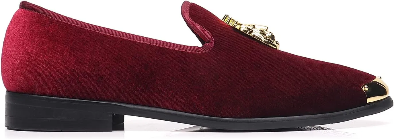 Men's Loafers Velvet Gold Buckle Party Prom Shoes
