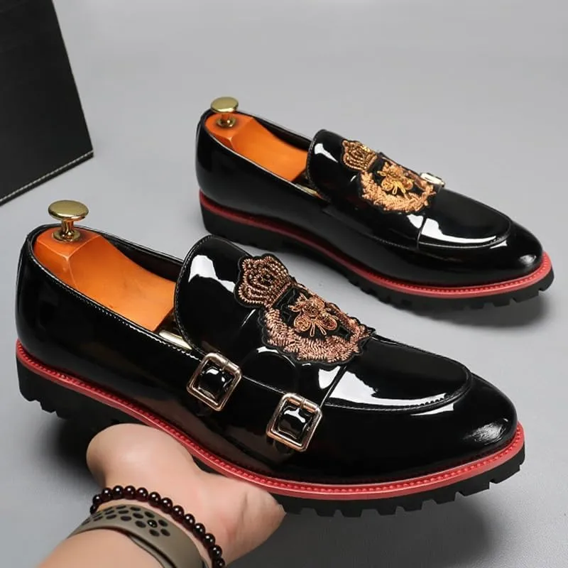 Men's Luxury Leather Penny Loafers with Chunky Platform, Pointed, Slip-On Design for Office, Business, and Daily Outfits