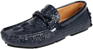 Men's Round Toe Crocodile Print Loafers - Lightweight, Comfortable Driving Shoes with Slip-Resistant Sole for Prom, Outdoor, and Casual Wear