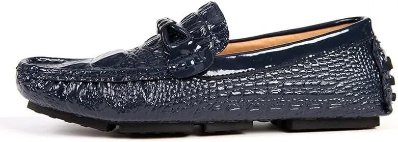Men's Round Toe Crocodile Print Loafers - Lightweight, Comfortable Driving Shoes with Slip-Resistant Sole for Prom, Outdoor, and Casual Wear