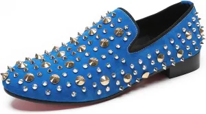 Mens Studded Loafers Spikes Rivets Luxury Penny Loafers Wedding Dress Slip On Party Prom Shoes Wingtip Suede Mocasines Casual Tuxedo Western Dsico Ballroom Smoking Shoes for Men