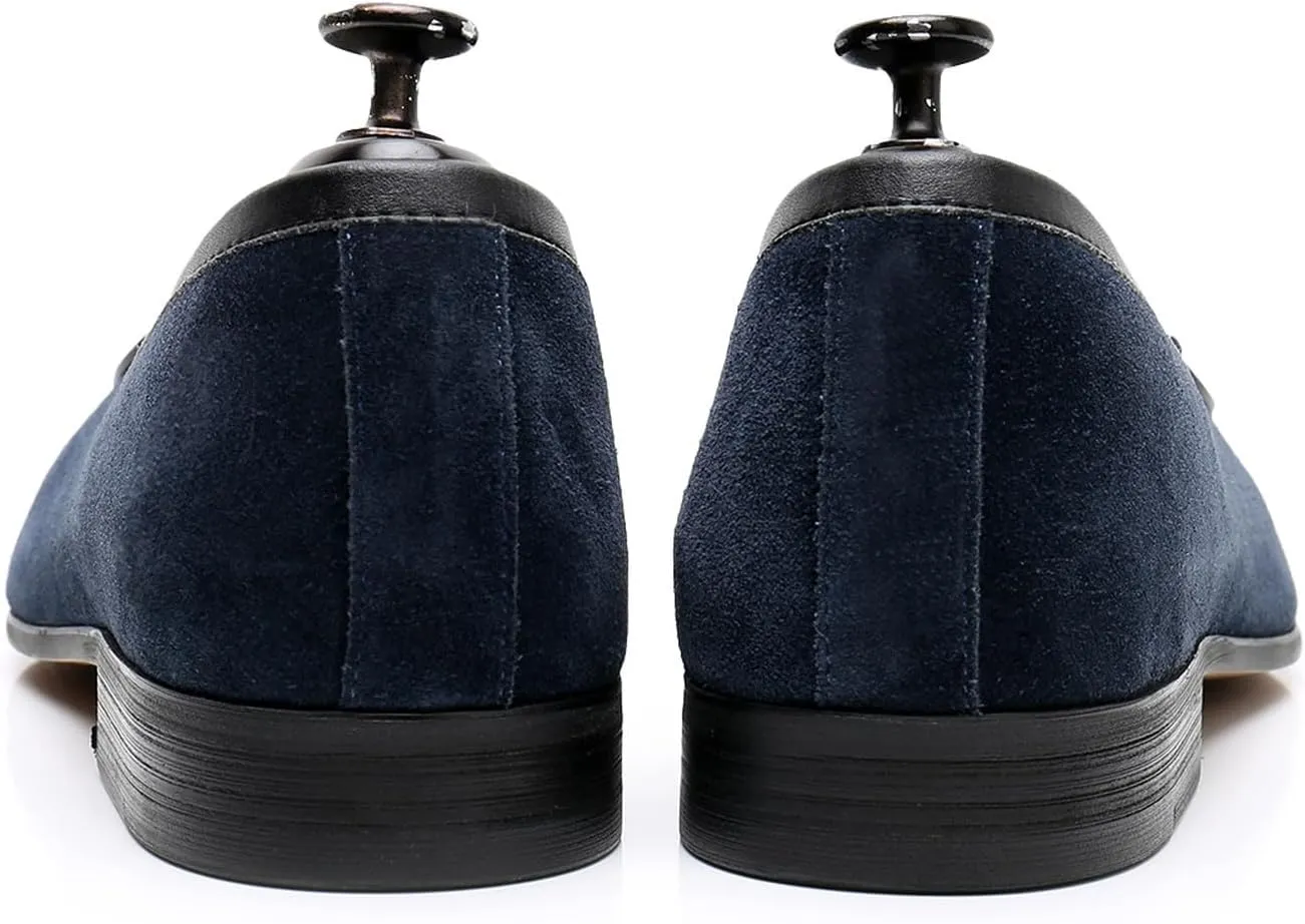 Men's Suede Tassel Loafers - Slip-On Dress Shoes for Casual, Business, Wedding & Prom - Modern Penny Loafers for Suits & Tuxedos