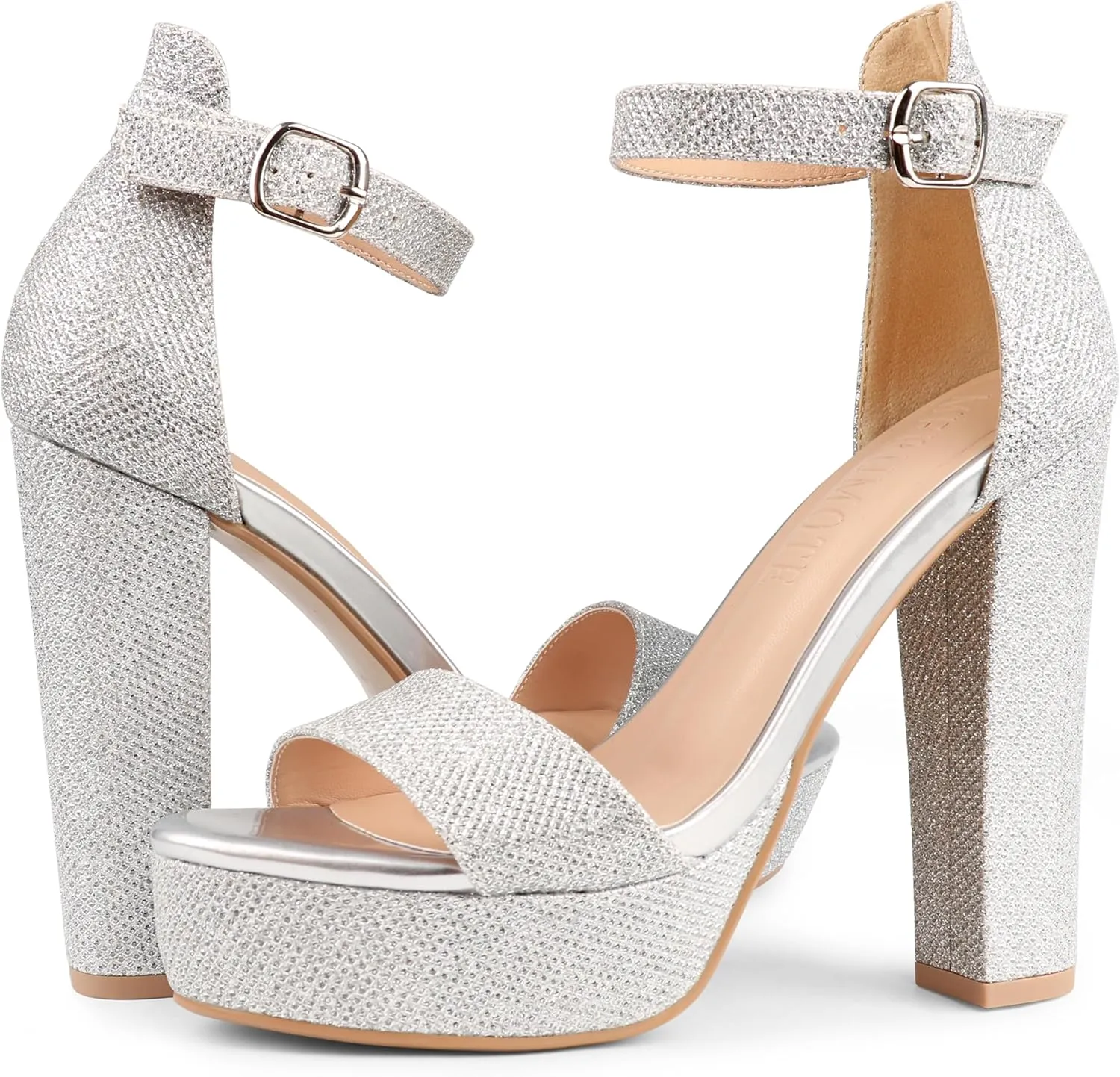 MERUMOTE Women's Fashion Platform Sandals Block Heels Wedding Summer Dress Shoes