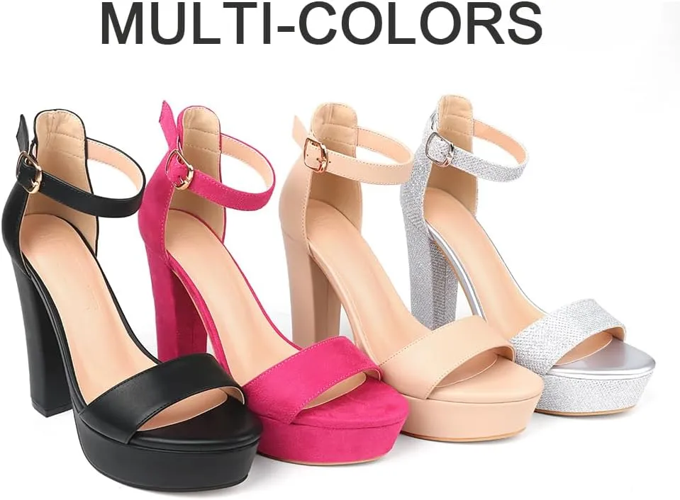 MERUMOTE Women's Fashion Platform Sandals Block Heels Wedding Summer Dress Shoes