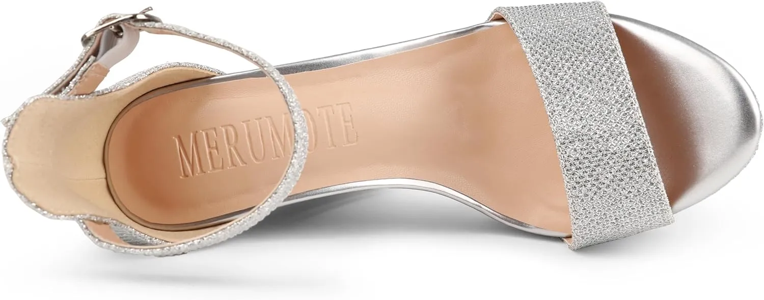 MERUMOTE Women's Fashion Platform Sandals Block Heels Wedding Summer Dress Shoes