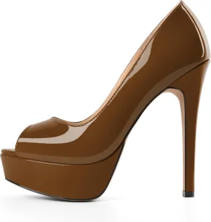 Mettesally Women's Peep Toe Platform Sandals Stiletto Heel Open Toe Pumps Party Dress Shoes