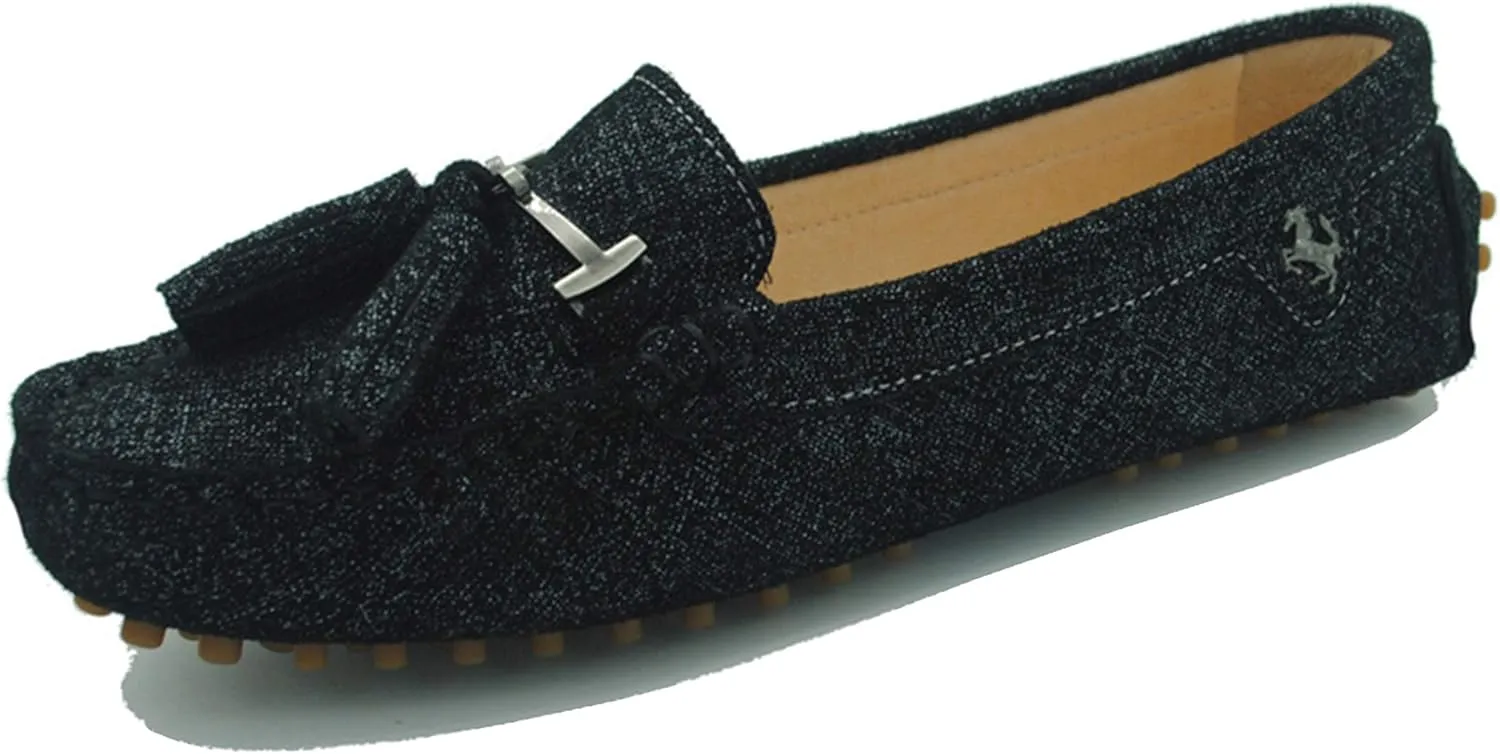 Minishion Summer Loafers for Women Tassel Driving Shoes YB96019