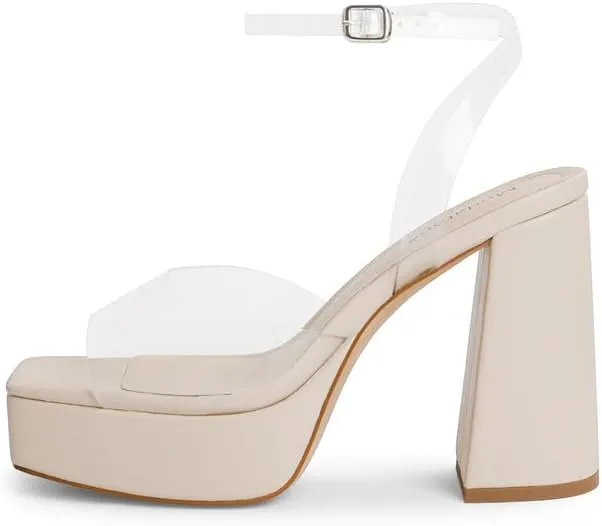 Modatope Platform Heels for Women Platform Sandals Womens Chunky Heel Open Toe Pumps Ankle Strap Womens Wedding Party Pumps Shoes