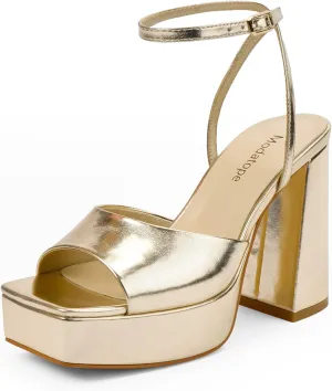 Modatope Platform Heels for Women Platform Sandals Womens Chunky Heel Open Toe Pumps Ankle Strap Womens Wedding Party Pumps Shoes