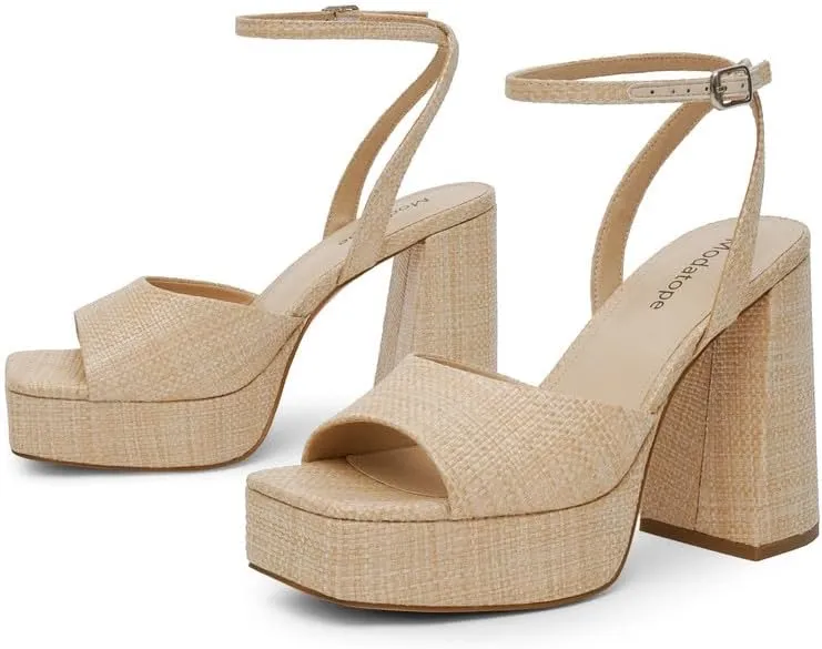 Modatope Platform Heels for Women Platform Sandals Womens Chunky Heel Open Toe Pumps Ankle Strap Womens Wedding Party Pumps Shoes