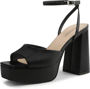 Modatope Platform Heels for Women Platform Sandals Womens Chunky Heel Open Toe Pumps Ankle Strap Womens Wedding Party Pumps Shoes