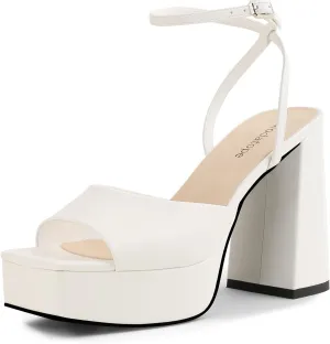 Modatope Platform Heels for Women Platform Sandals Womens Chunky Heel Open Toe Pumps Ankle Strap Womens Wedding Party Pumps Shoes