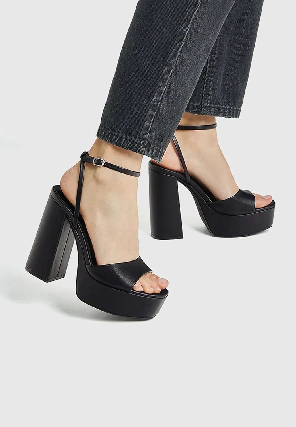 Modatope Platform Heels for Women Platform Sandals Womens Chunky Heel Open Toe Pumps Ankle Strap Womens Wedding Party Pumps Shoes