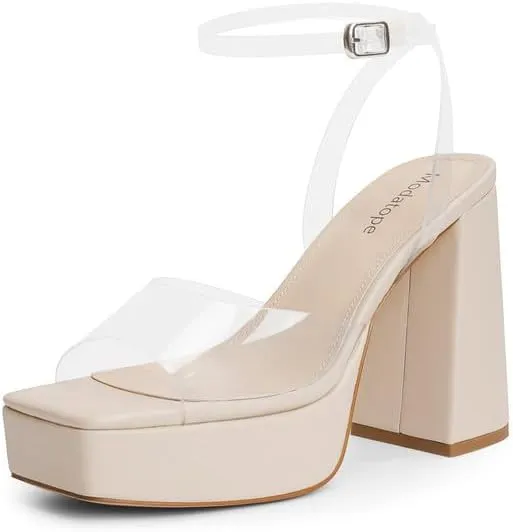 Modatope Platform Heels for Women Platform Sandals Womens Chunky Heel Open Toe Pumps Ankle Strap Womens Wedding Party Pumps Shoes