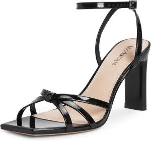 Modatope Strappy Heels for Women Square Open Toe Chunky High Heels Ankle Strap Heeled Sandals Comfort Dress Party Womens Sandals