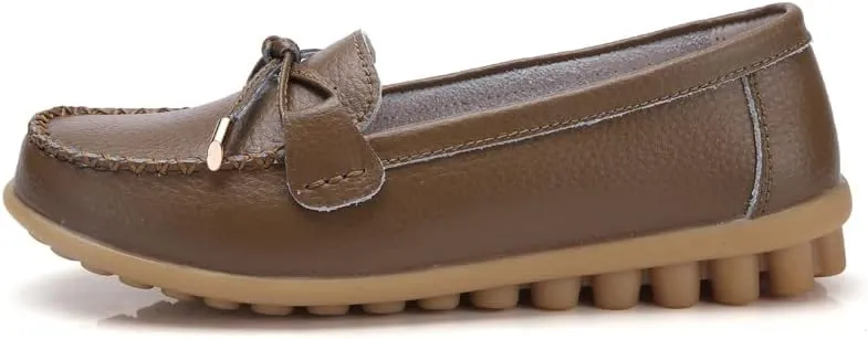 Momuk Women's Penny Loafers Leather Driving Moccasins Slip On Boat Shoes Fashion Comfort Flats