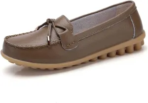 Momuk Women's Penny Loafers Leather Driving Moccasins Slip On Boat Shoes Fashion Comfort Flats