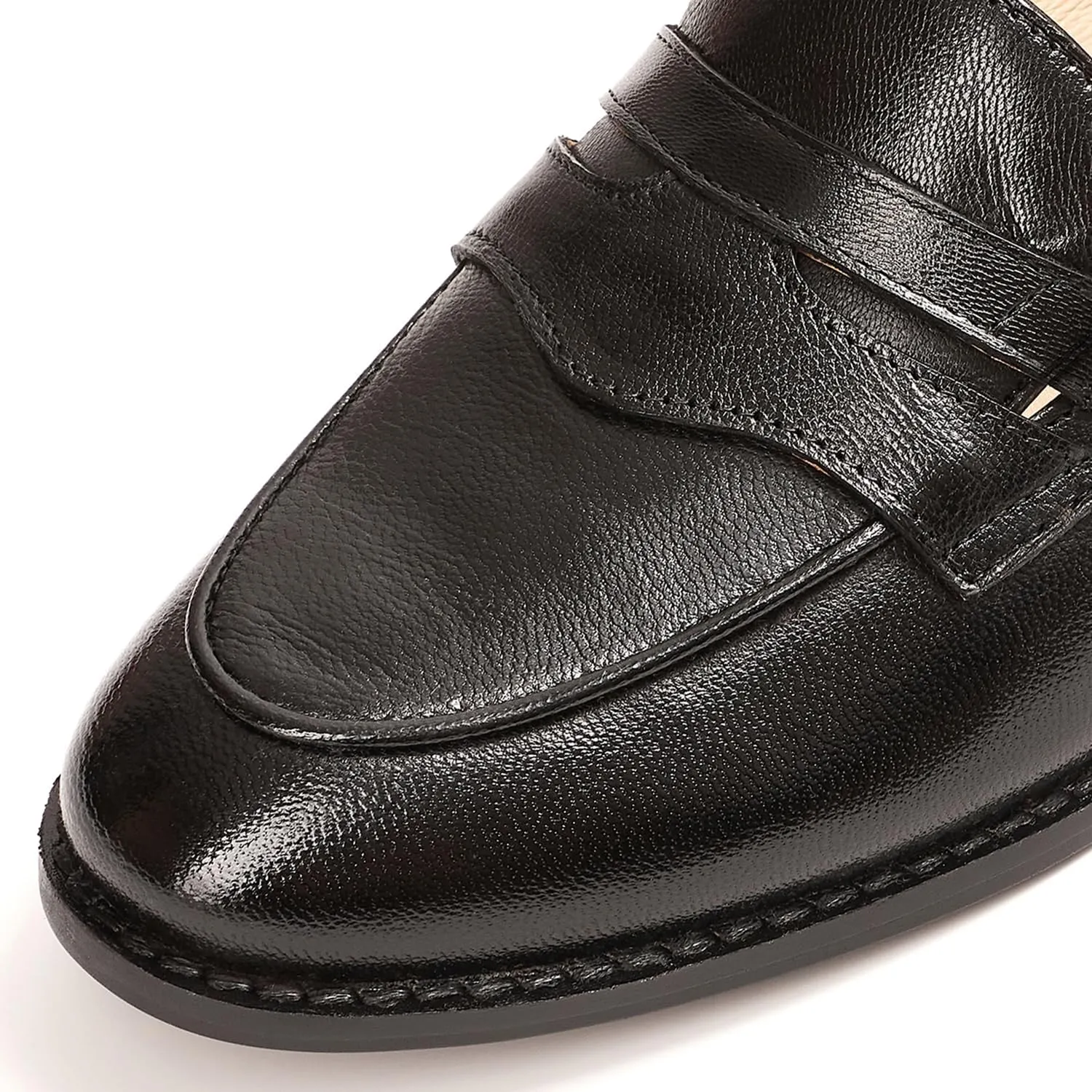 Mona flying Women's Comfort Leather Round Toe Penny Loafers Dress Casual Slip On Flats Ladies Office Work Shoes