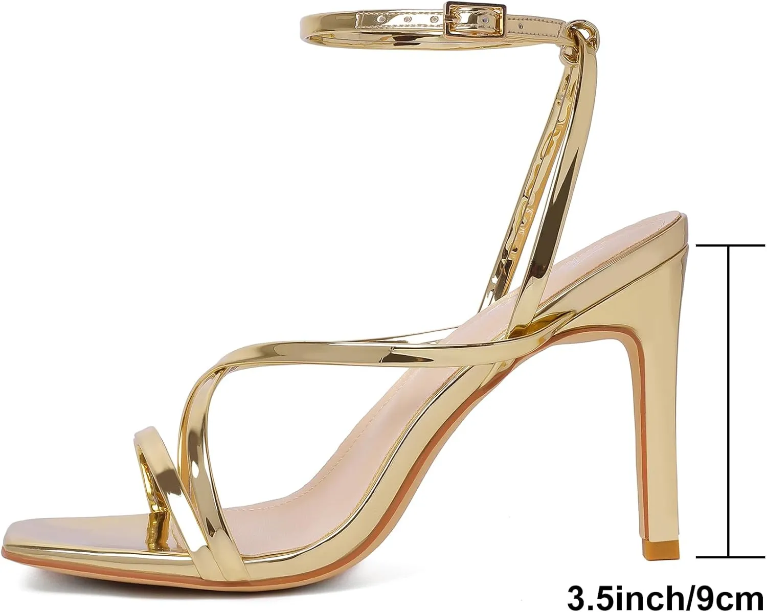 Mostrin Strappy Heels for Women Square Open Toe Lace Up Heeled Sandals Ankle Strap Sexy Stiletto High Heels for Party, Prom, Dating, Wedding