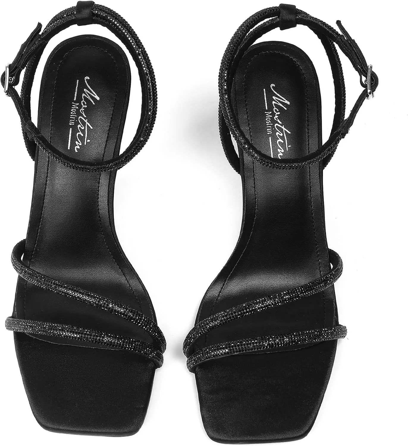 Mostrin Womens Sandals Strappy Heels for Women Ankle Strap Lace Up Heels Square Open Toe Heels Tie Up Stiletto High Heeled Sandals for Prom, Party, Daily Wear