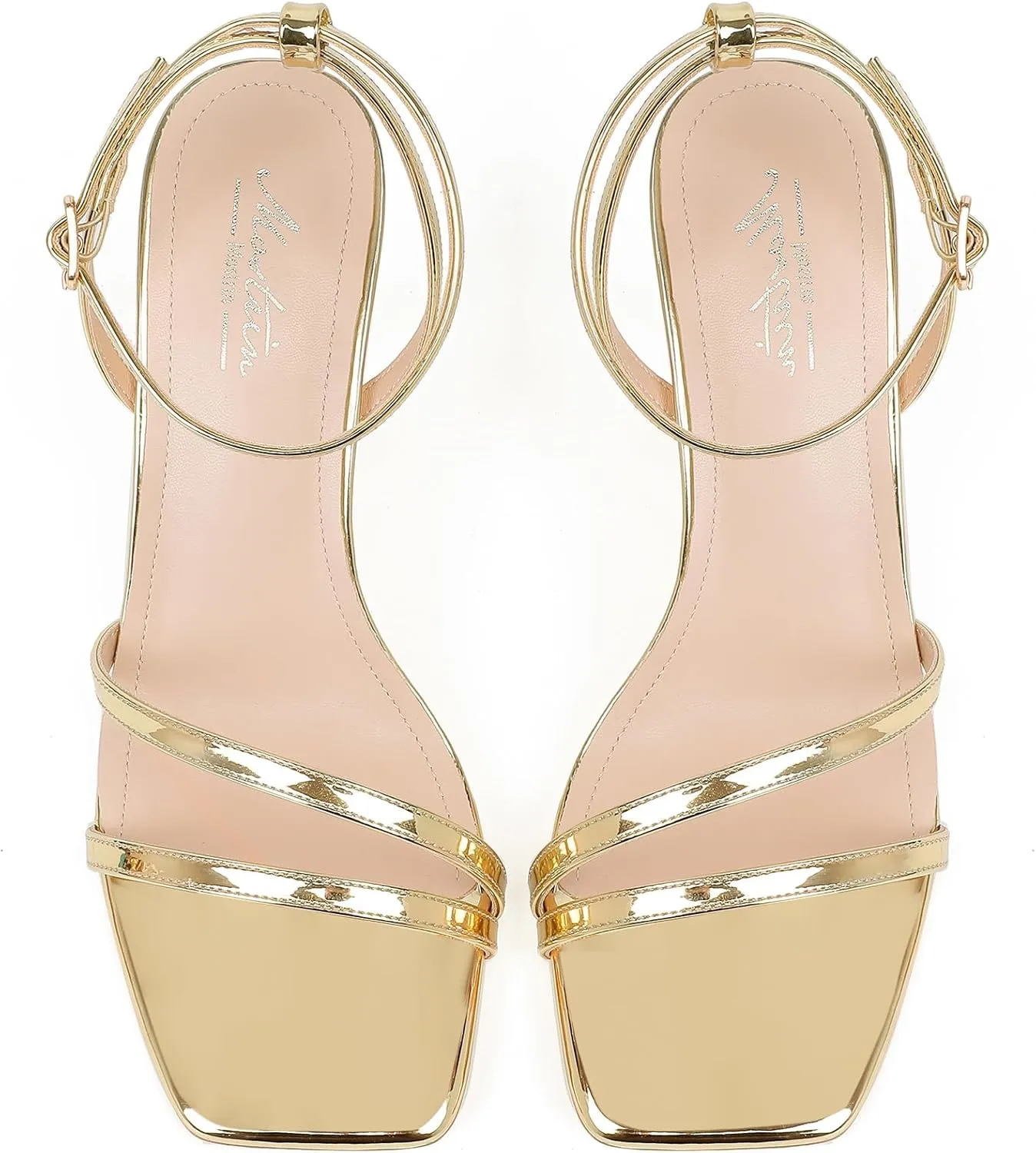 Mostrin Womens Sandals Strappy Heels for Women Ankle Strap Lace Up Heels Square Open Toe Heels Tie Up Stiletto High Heeled Sandals for Prom, Party, Daily Wear