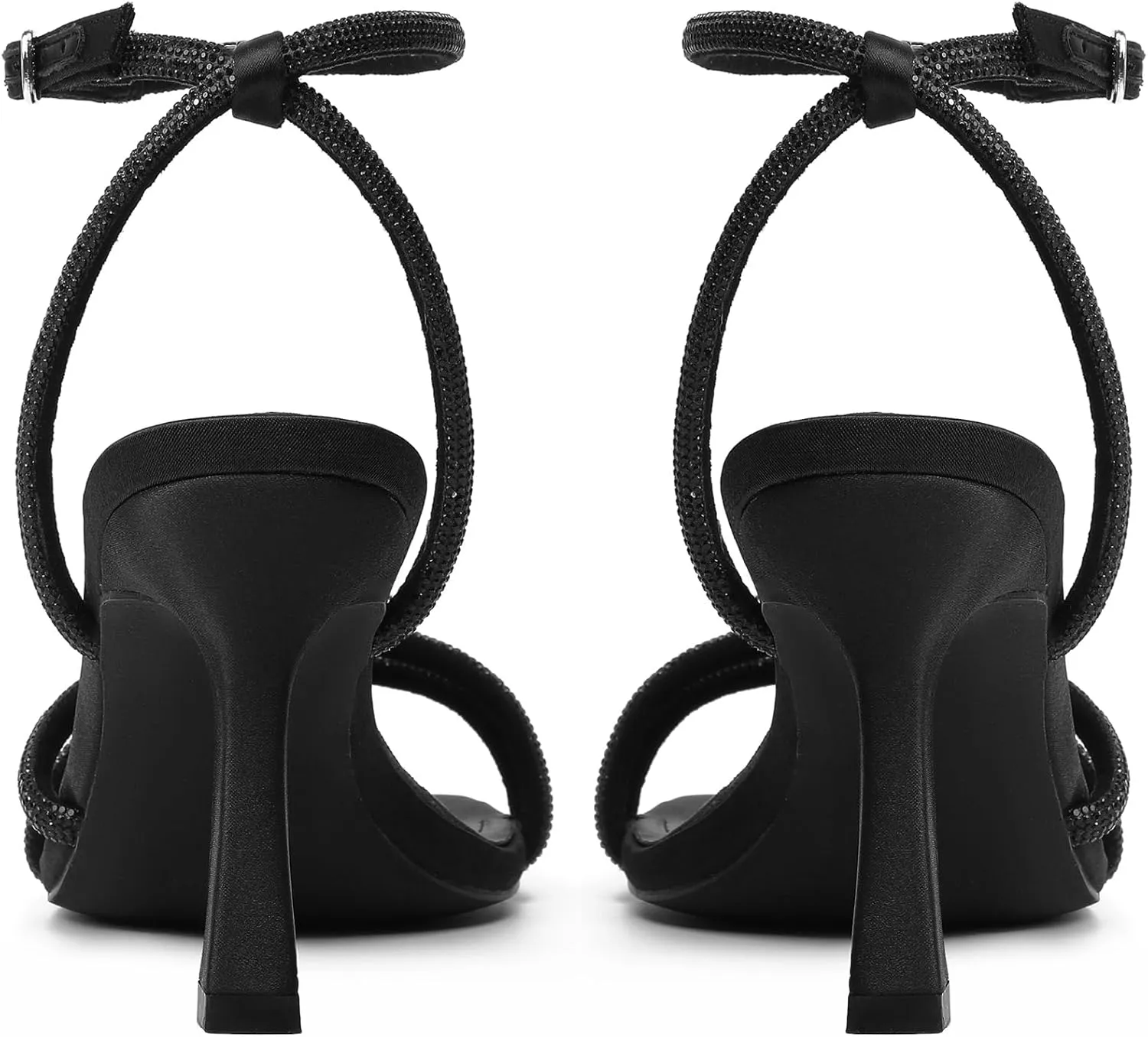 Mostrin Womens Sandals Strappy Heels for Women Ankle Strap Lace Up Heels Square Open Toe Heels Tie Up Stiletto High Heeled Sandals for Prom, Party, Daily Wear