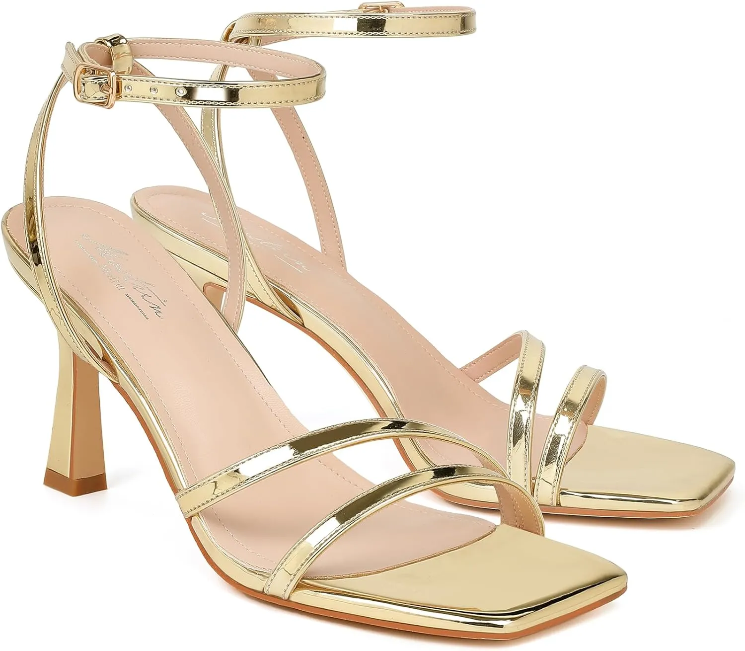 Mostrin Womens Sandals Strappy Heels for Women Ankle Strap Lace Up Heels Square Open Toe Heels Tie Up Stiletto High Heeled Sandals for Prom, Party, Daily Wear