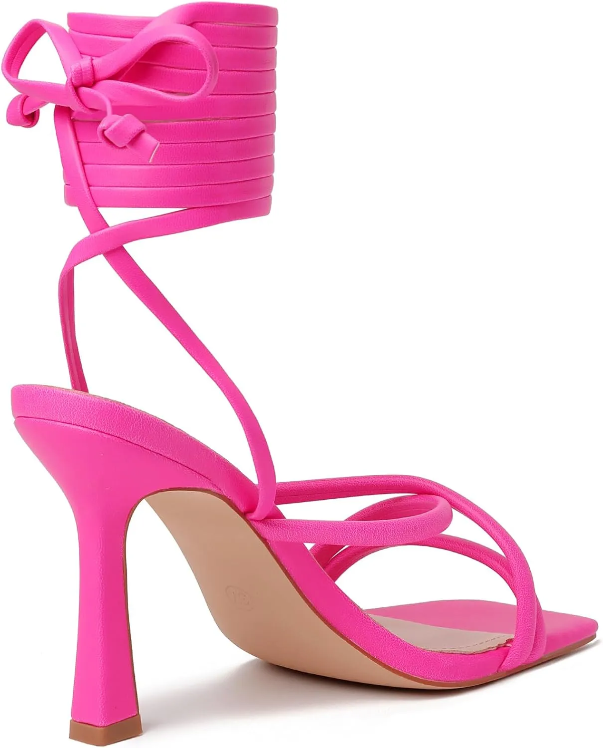 Mostrin Womens Sandals Strappy Heels for Women Lace Up Square Open Toe Heels Tie Up High Heeled Sandals for Prom, Party, Daily Wear