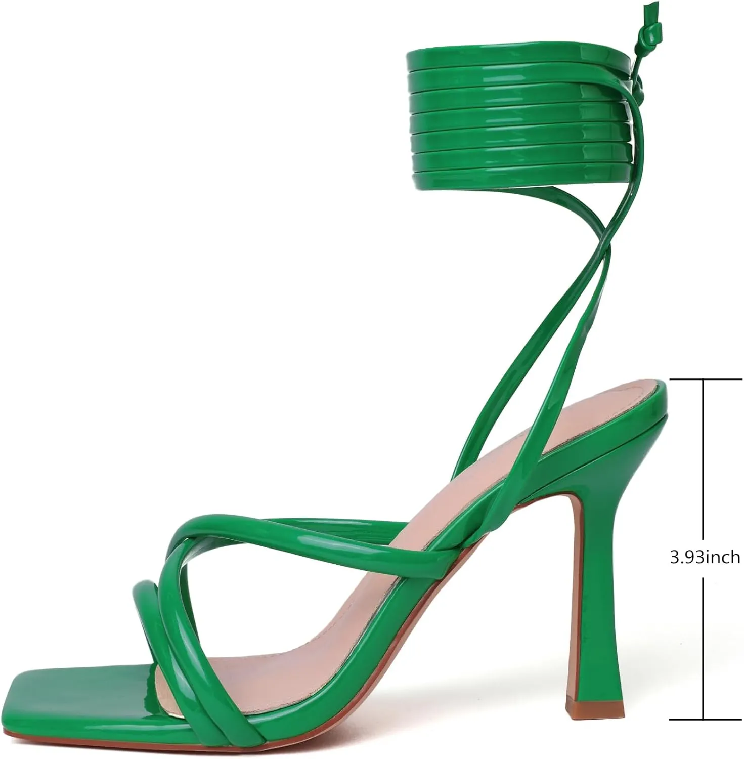 Mostrin Womens Sandals Strappy Heels for Women Lace Up Square Open Toe Heels Tie Up High Heeled Sandals for Prom, Party, Daily Wear