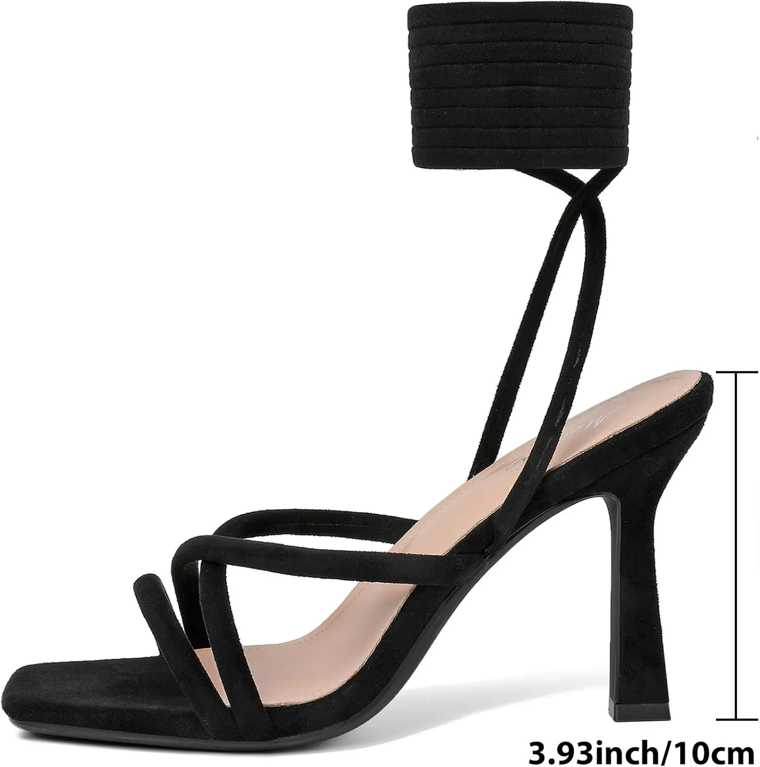 Mostrin Womens Sandals Strappy Heels for Women Lace Up Square Open Toe Heels Tie Up High Heeled Sandals for Prom, Party, Daily Wear