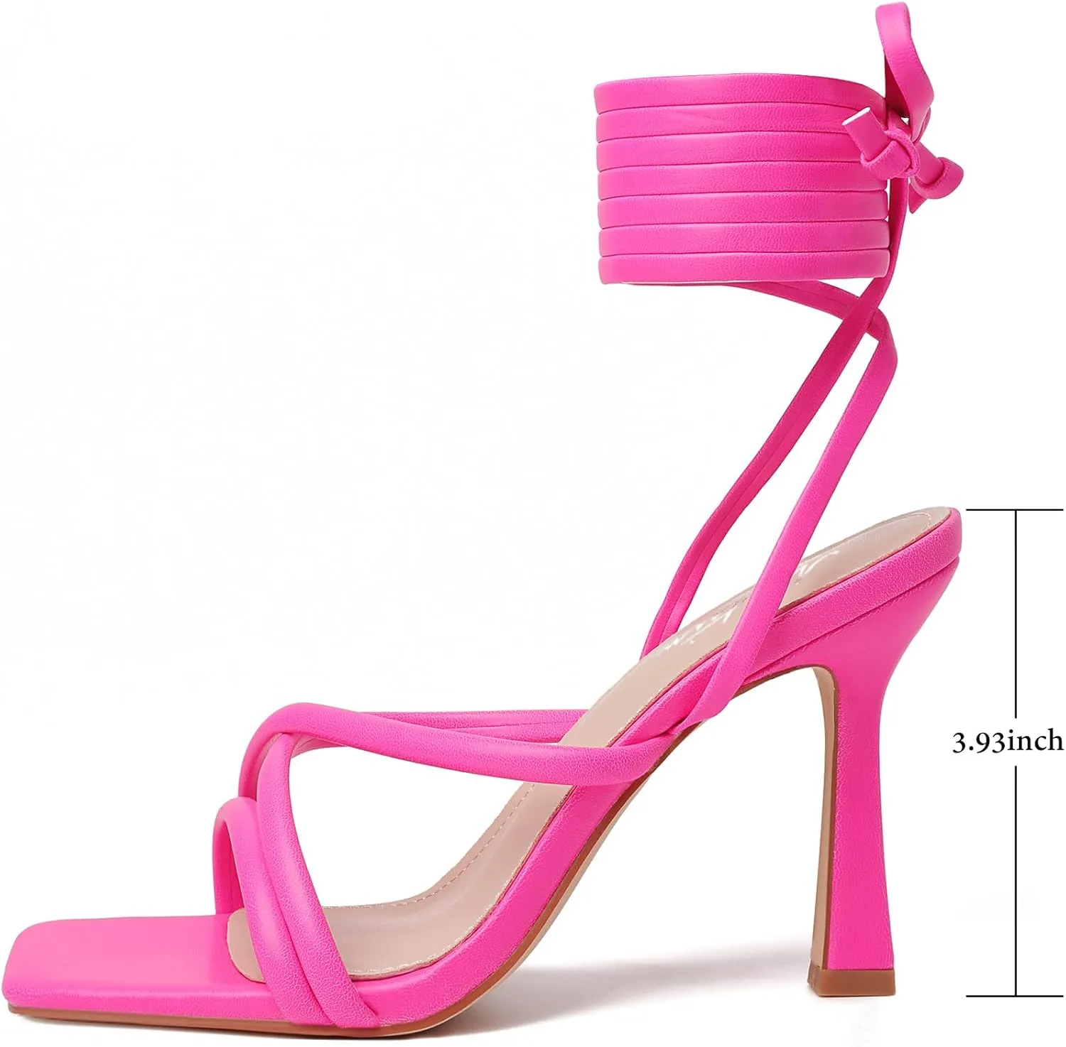 Mostrin Womens Sandals Strappy Heels for Women Lace Up Square Open Toe Heels Tie Up High Heeled Sandals for Prom, Party, Daily Wear