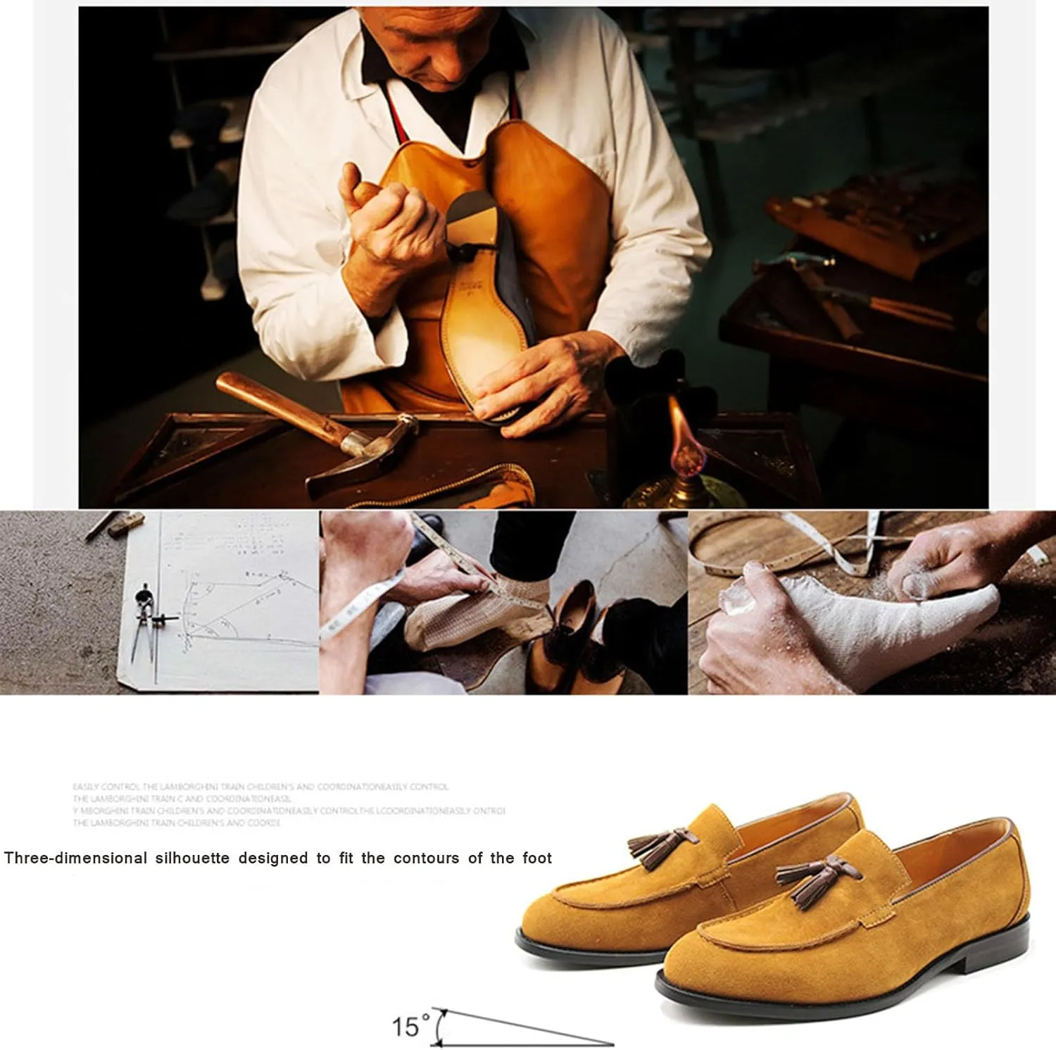 Myallfeet Men's Business Frosted Tassel Footwear Casual Loafers Fashion Suede Low Top Non-Slip Luxury Evening Dress Suit Shoes