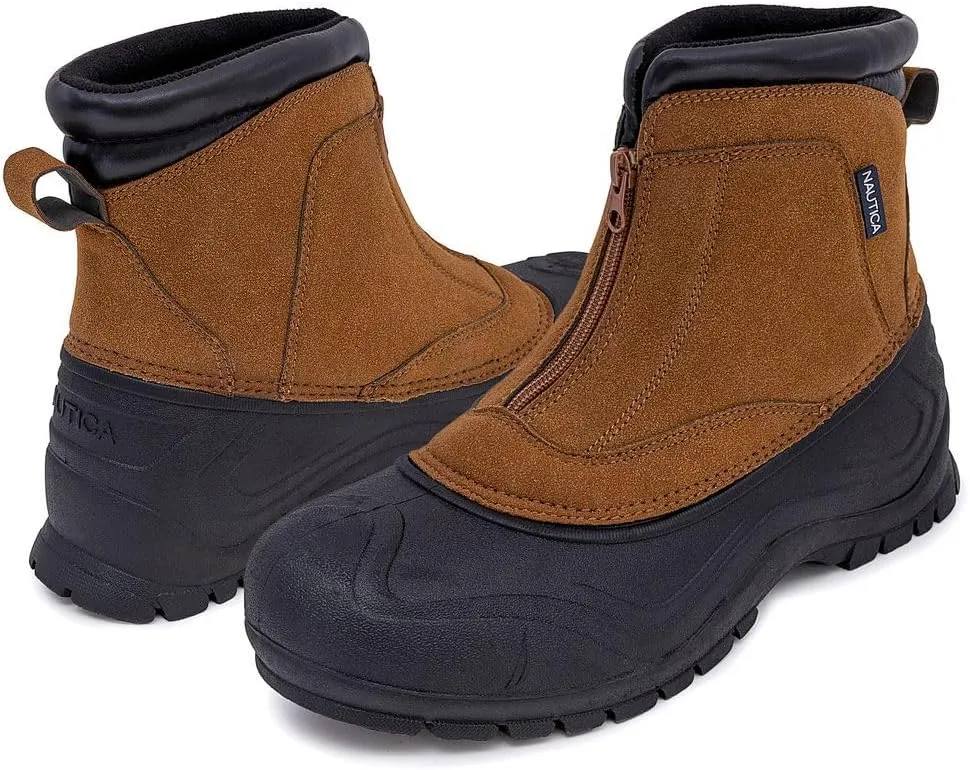 Nautica Mens Zipper Duck Boots Waterproof Shell Insulated Snow & Rain Boot