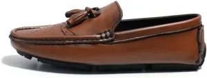 New Men's Loafers Square Toe Brogue Embossed Wingtips with Tassel Driving Loafers Flat Heel Lightweight Comfortable Party Outdoor Slip-ons