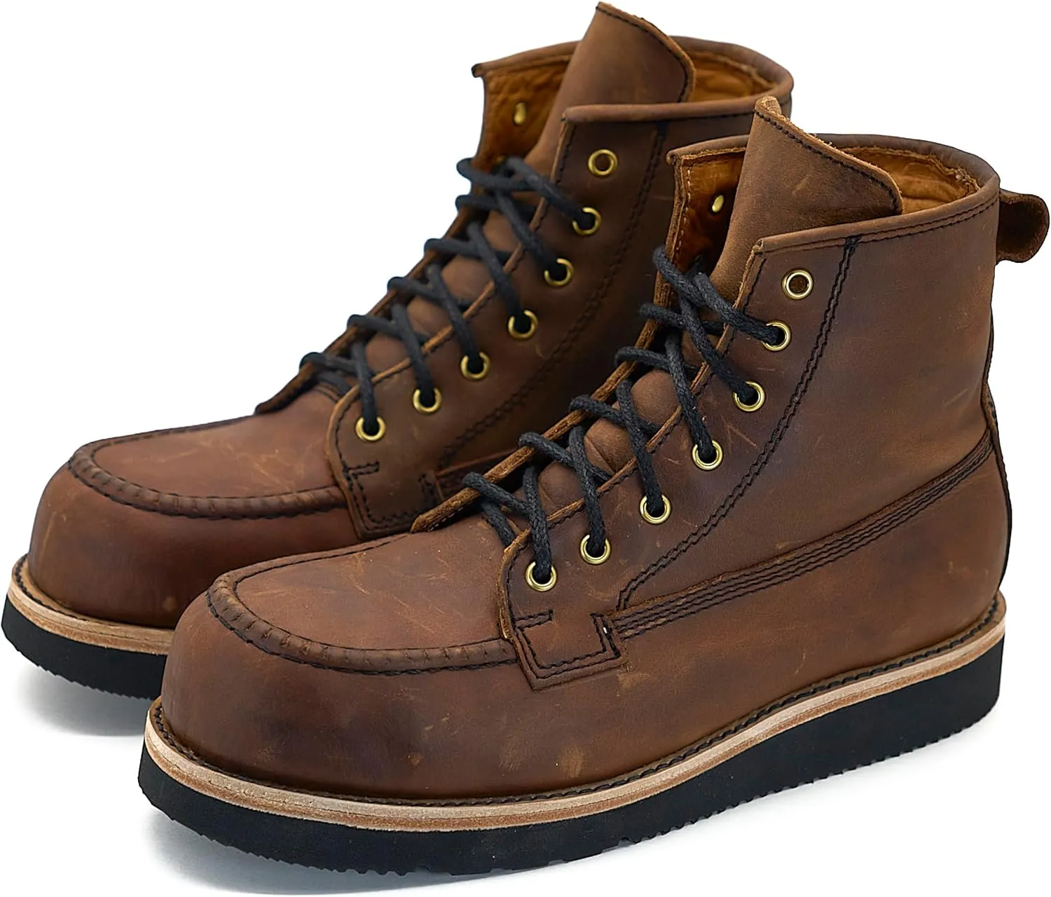 Nomad Heritage Composite Toe Work Boots, Moc Toe, Botos Con Casquillo Para Hombre De Trabajo, Slip & Oil Resistant, 100% Leather, Botas Con Casquillo