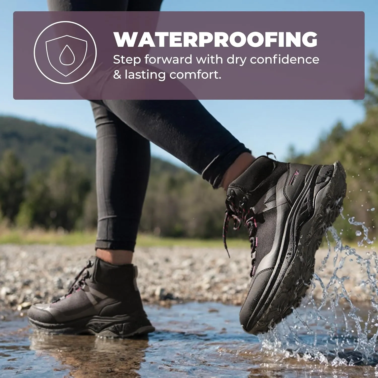 NORTIV 8 Women's Hiking Boots Waterproof Lightweight Outdoor Trekking Comfortable Non-Slip Camping Ankle Boot Hollow