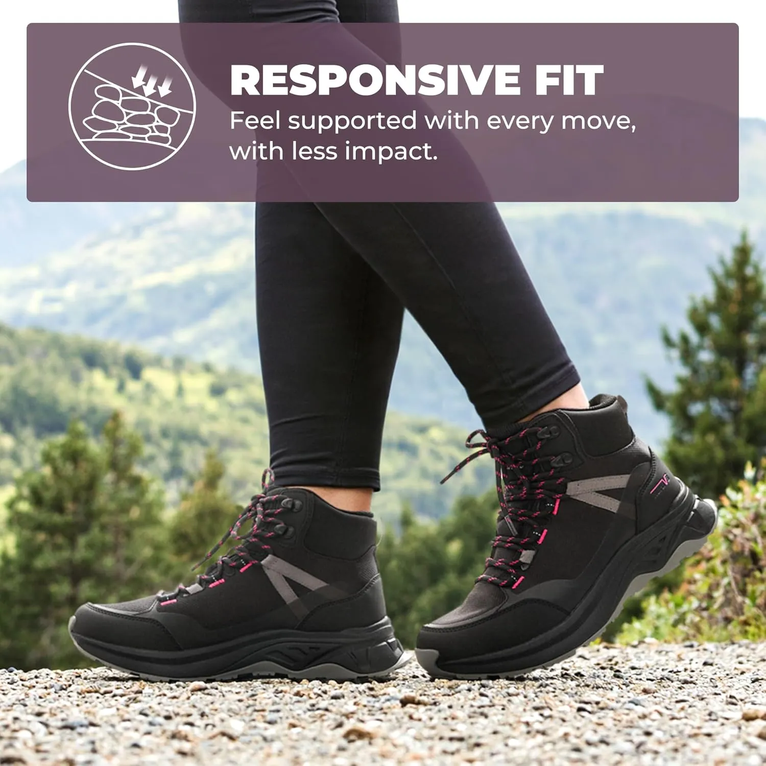 NORTIV 8 Women's Hiking Boots Waterproof Lightweight Outdoor Trekking Comfortable Non-Slip Camping Ankle Boot Hollow