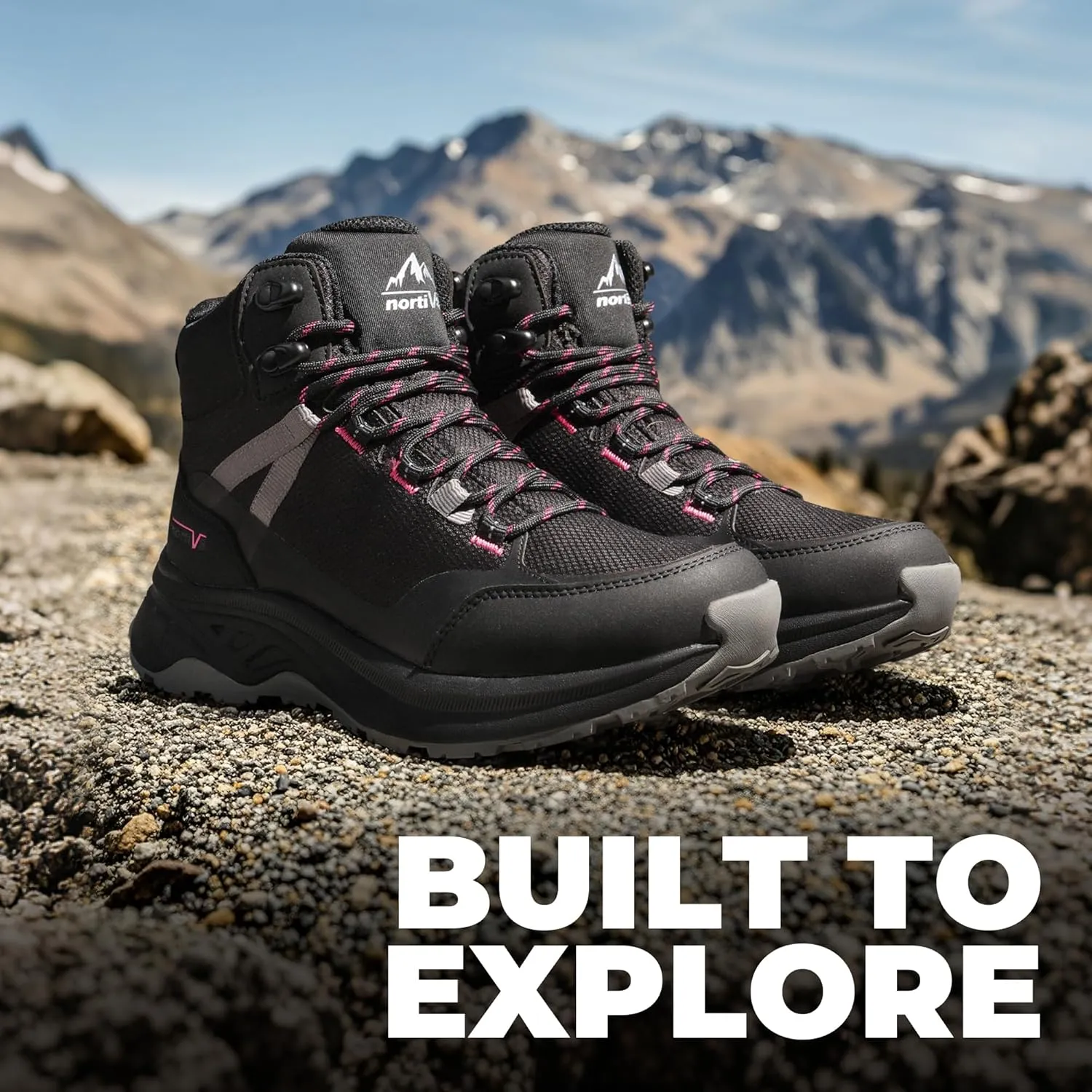 NORTIV 8 Women's Hiking Boots Waterproof Lightweight Outdoor Trekking Comfortable Non-Slip Camping Ankle Boot Hollow