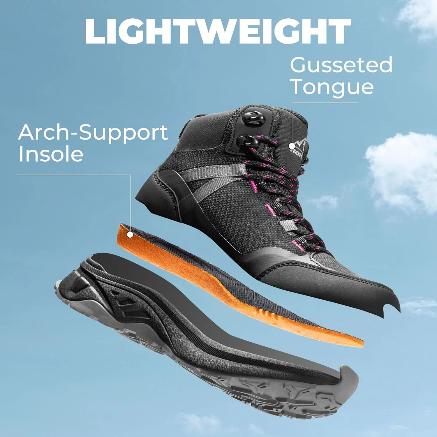 NORTIV 8 Women's Hiking Boots Waterproof Lightweight Outdoor Trekking Comfortable Non-Slip Camping Ankle Boot Hollow
