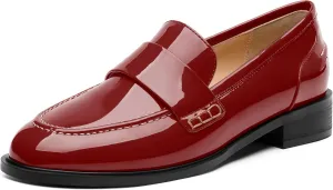 NUMALEO Women's Loafers Penny Loafers & Slip-ons Flats Closed Round Toe Low Heel Shoes 1 Inch Patent Fashion Casual Shoes Comfortable Work Office Flats Dressy Shoes