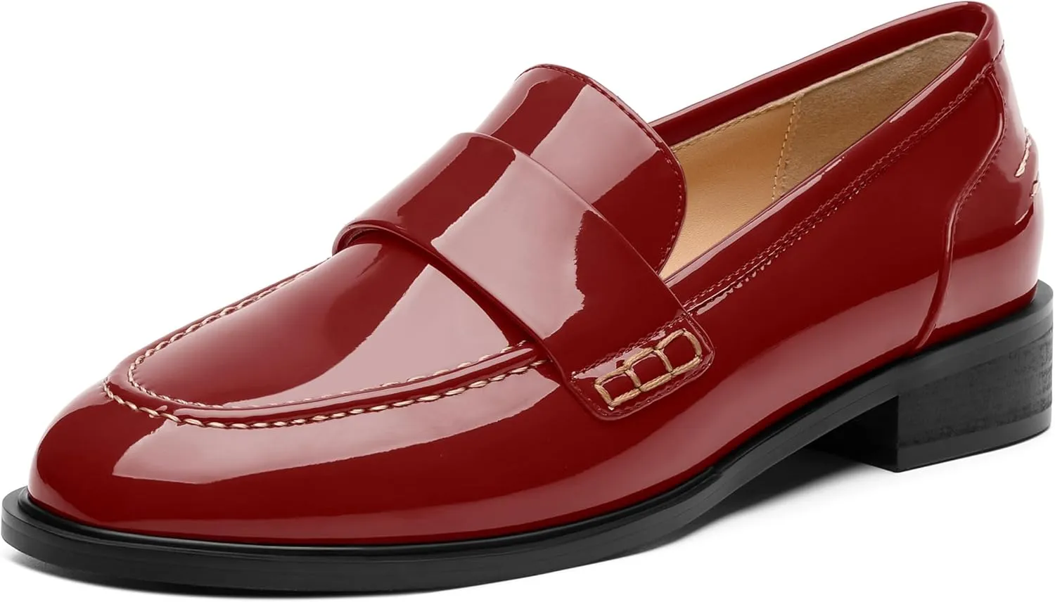 NUMALEO Women's Loafers Penny Loafers & Slip-ons Flats Closed Round Toe Low Heel Shoes 1 Inch Patent Fashion Casual Shoes Comfortable Work Office Flats Dressy Shoes