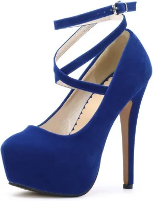 OCHENTA Women's Ankle Strap Platform Party Closed Toe Dress High Heels Pumps