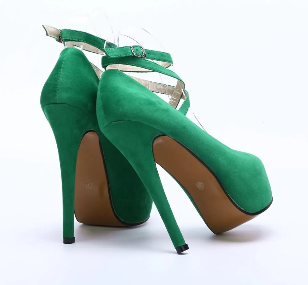 OCHENTA Women's Ankle Strap Platform Party Closed Toe Dress High Heels Pumps