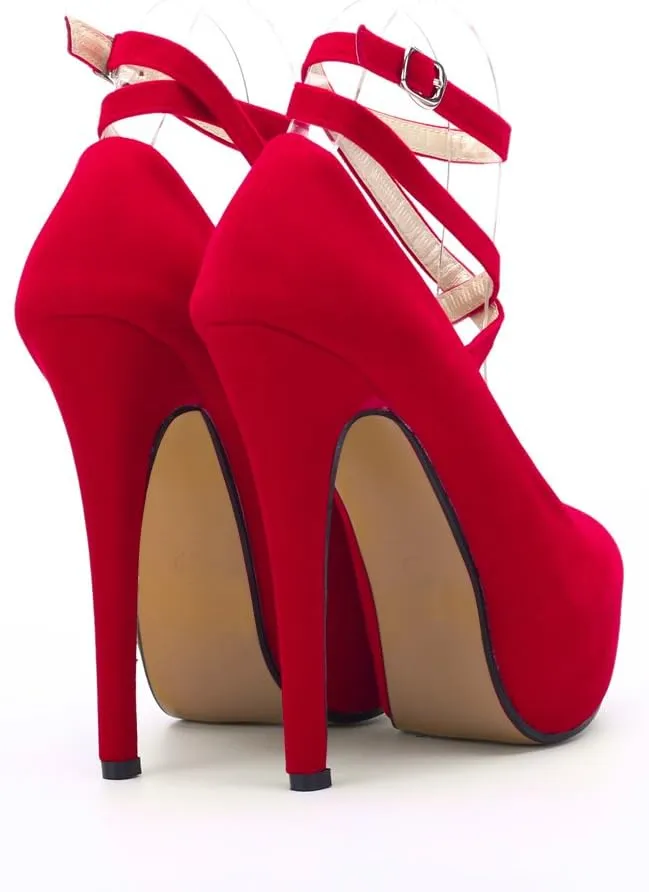 OCHENTA Women's Ankle Strap Platform Party Closed Toe Dress High Heels Pumps