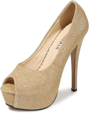 OCHENTA Women's Peep Toe Prom Heels Platform High Heels Sexy Dress Pumps
