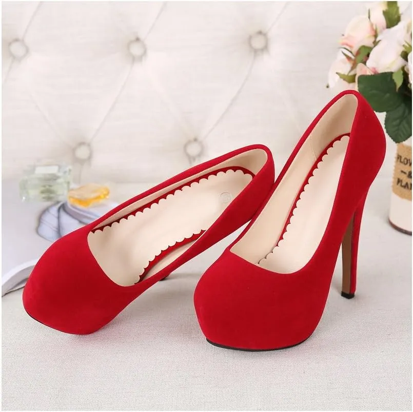 OCHENTA Women's Platform Slip On High Heels Dress Pumps