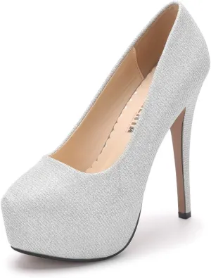 OCHENTA Women's Platform Slip On High Heels Dress Pumps