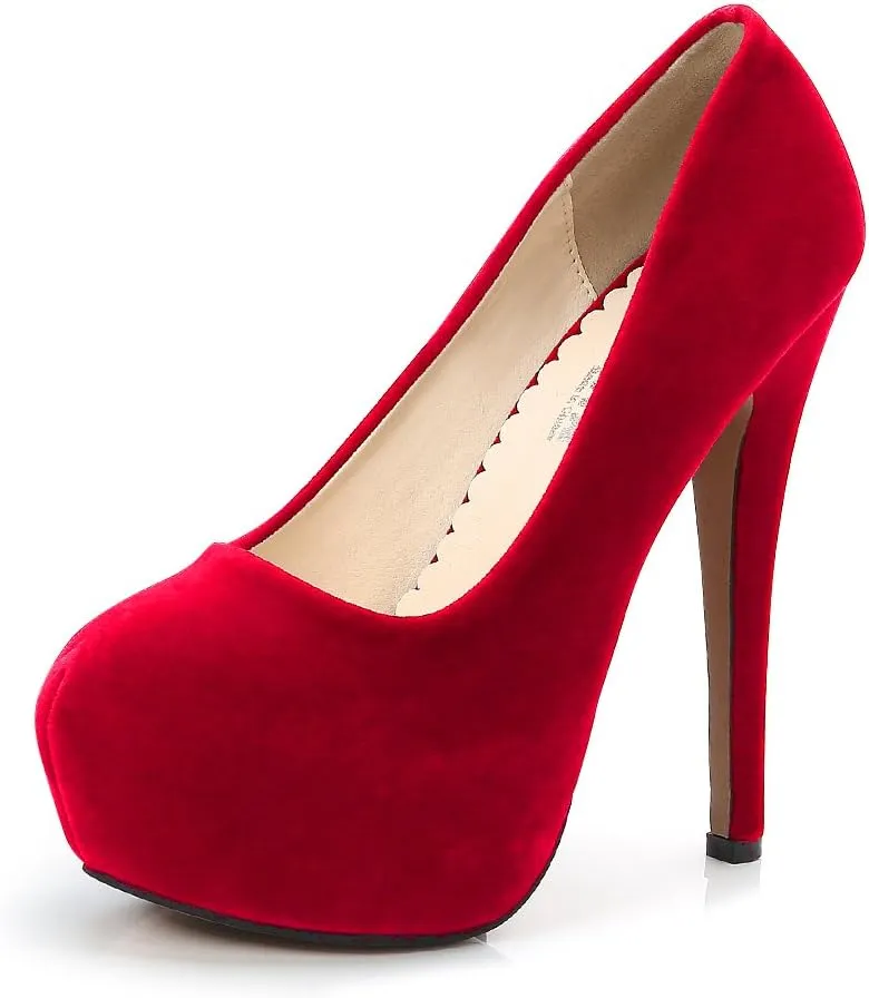 OCHENTA Women's Platform Slip On High Heels Dress Pumps