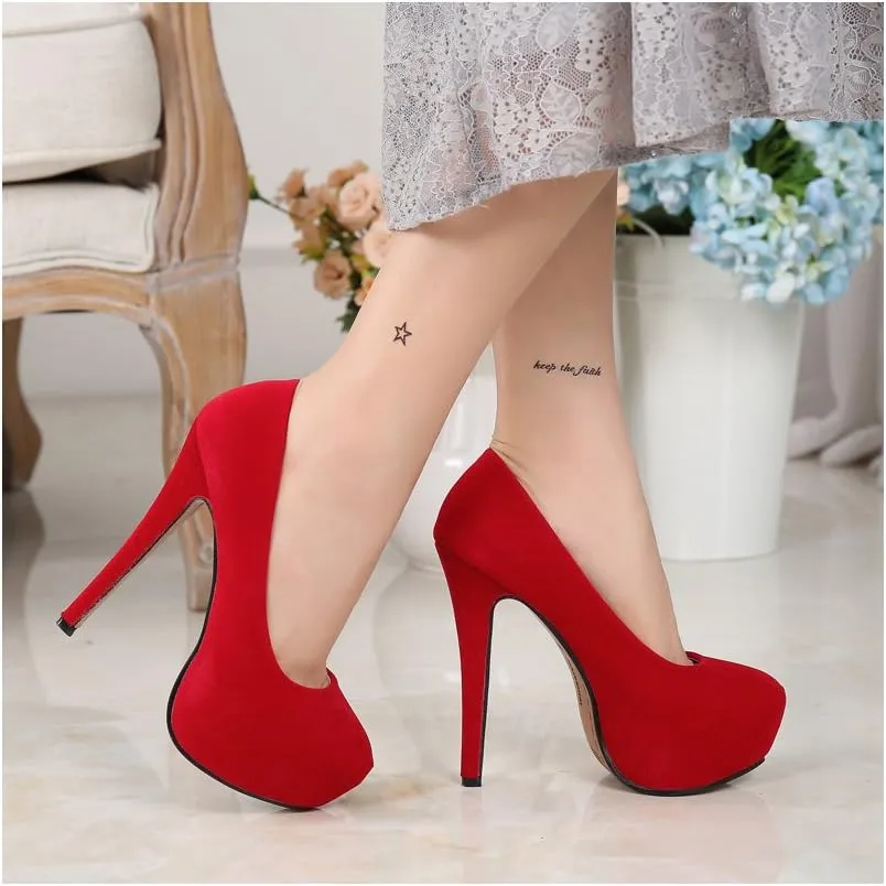 OCHENTA Women's Platform Slip On High Heels Dress Pumps