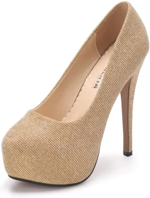 OCHENTA Women's Platform Slip On High Heels Dress Pumps